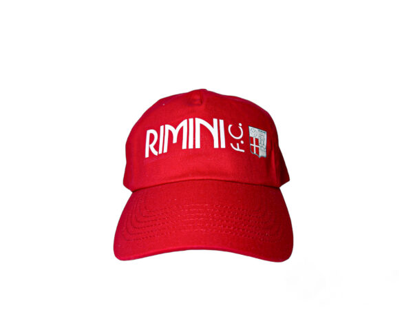 Cappellino rosso con inserto Rimini FC con chiusura posteriore in velcro regolabile